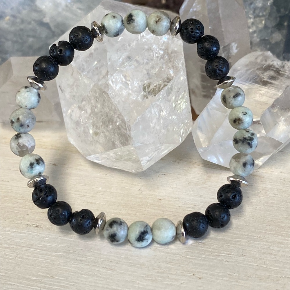 2/$30 - Kiwi Jasper & Lava Stone Essential Oil Diffuser Bracelet - 6mm - Picture 4 of 4